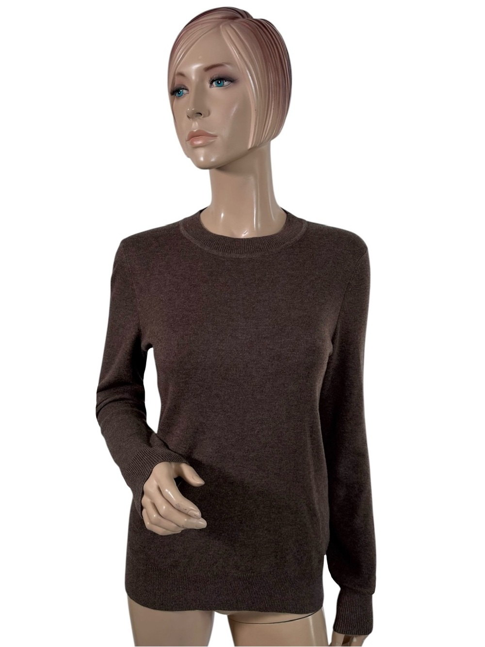 Arach & Cloz Wool Blend Crewneck Sweater Medium Brown Knit Pullover Medium
